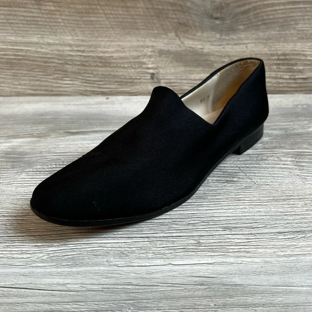 Clifford & Wills slip on black satin like shoes size 10